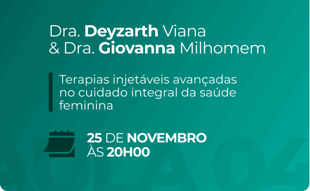 Programação da Black Injetáveis sobre terapias injetáveis avançadas, marcada para 25 de novembro às 20h00.